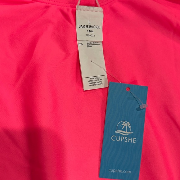 NWT Cupshe Neon Pink One Piece Cutout Swimsuit - Picture 5 of 6
